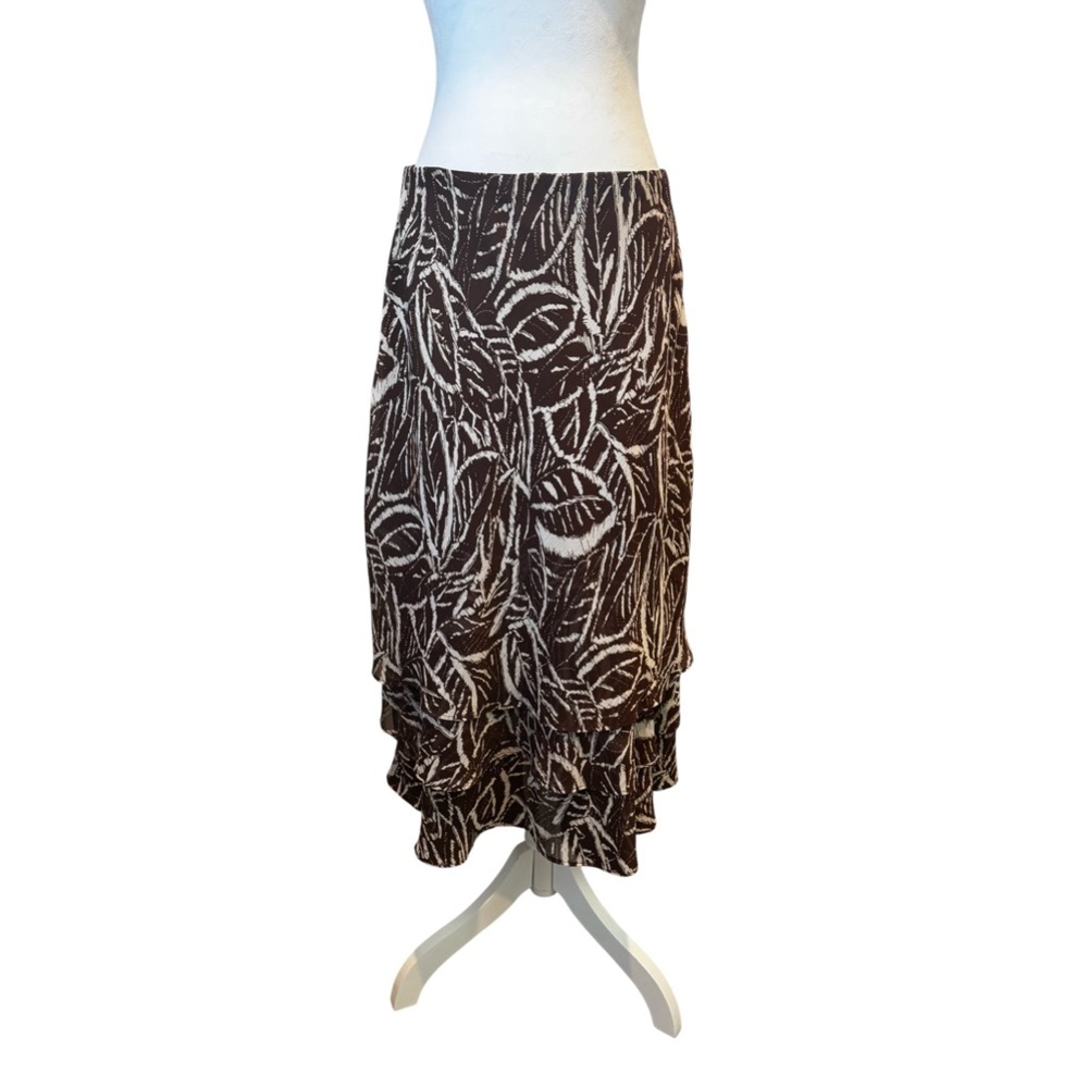 Coldwater Creek Brown and White Midi Skirt